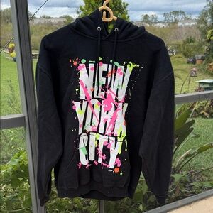 Black New York City neon paint splash Hoodie